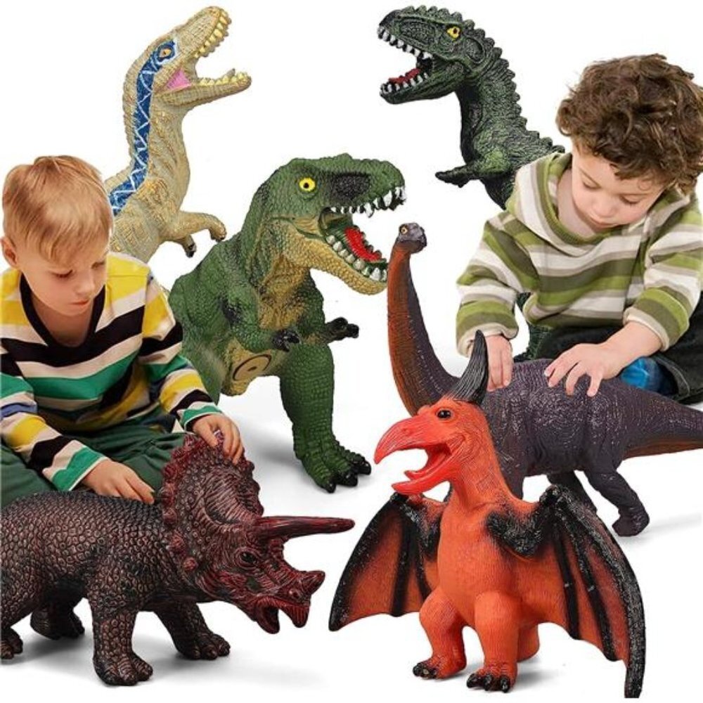 6 Piece Jumbo Dinosaur Toys for Kids and Toddlers, 13-17 Inches